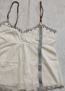 Cream Camisole with Brown Trim