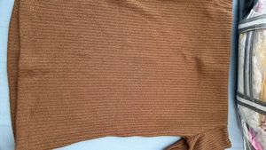 Cozy Brown Knit Offshoulder Top