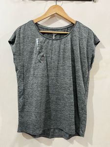H&amp;M Sport Grey Melange Relaxed-Fit T-Shirt
