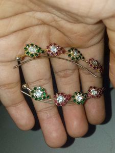 Elegant Floral Stone ear Clips