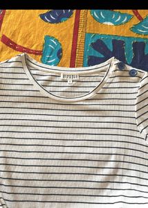 Classic Striped T-Shirt with Button Detail