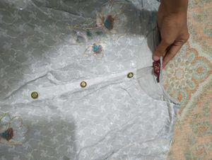 Elegant Grey Floral Kurta Set