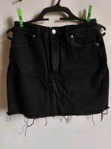 Black Denim Mini Skirt