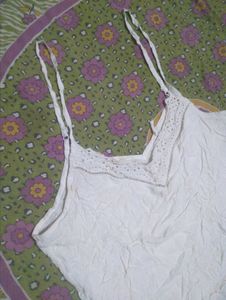 White Camisole Top with Lace Trim