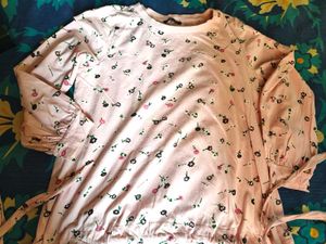 Pink Floral Print Top with Tie