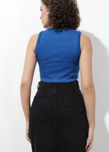 Blue Graphic Crop Tank Top