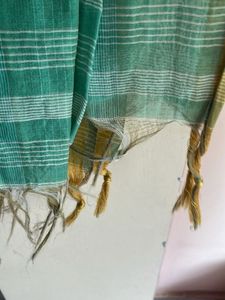 Elegant Teal Dupatta with Gold Border
