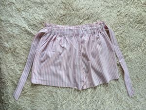 Pink Striped Paperbag Waist Shorts