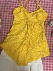 Bright Yellow Floral Swimmsuit