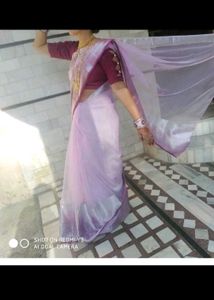 Elegant Lilac Saree with Embellished Blouse