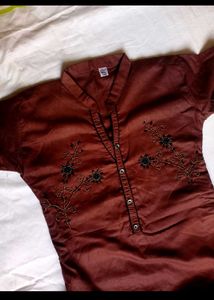 Cotton Kurti With Beads Work