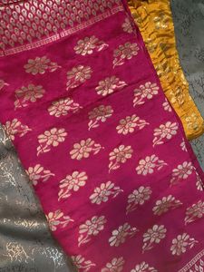Yellow &amp; Pink Brocade Kurta Set