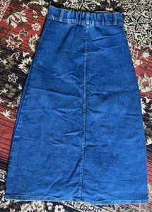 Trendy Long Denim Skirt | Blue A-Line Skir