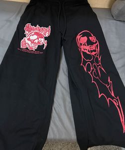 Gothic Skull Print Baggy Sweatpants