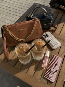 BROWN CHAINED SLING BAG