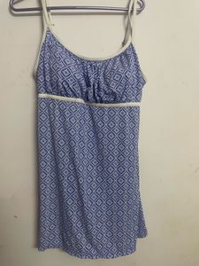 Blue Patterned Swim Dress