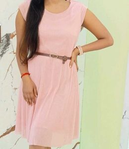Pink Striped Fit &amp; Flare Dress