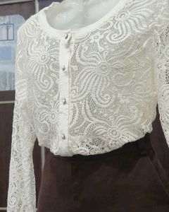 White Lace Shrug Top