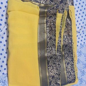 Beautiful Blue and Yellow Saree