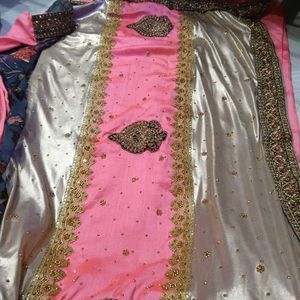 Pink Embellished Saree with Blouse