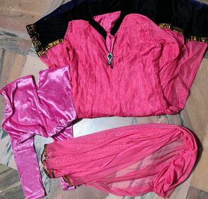 Elegant Pink Kurta Set with Black Border