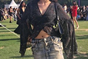 very y2k coded black sequence wrap around top