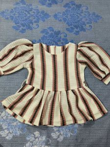 Striped Peplum Kurta with Flared Pants