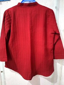 Red Textured Kurta