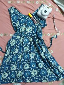 Printed Short Blue Kurti