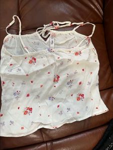 Mango Floral Print Tie-Front Top