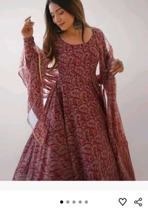 Elegant Red Paisley Print Anarkali Suit Set