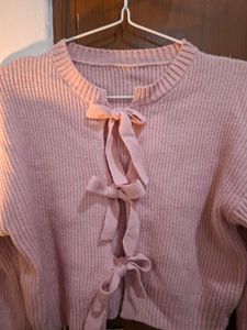 Cider Pink Bow Knit Sweater