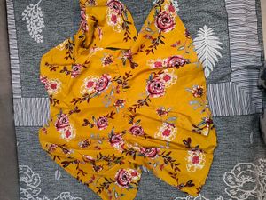 Chic Yellow Floral Bell Sleeve Top