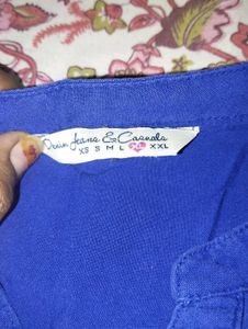 Vibrant Blue Button-Up Tunic Top