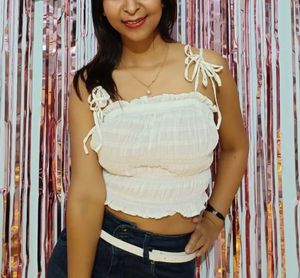 A one string cotton crop top mango