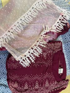 Maroon Ethnic kurti with dupatta