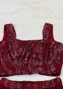 Maroon Lehenga Choli wedding skirt and top bride