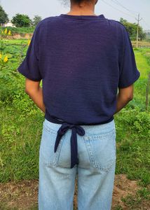 Navy Blue Embroidered Top
