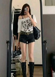 Black denim Shorts with Tag