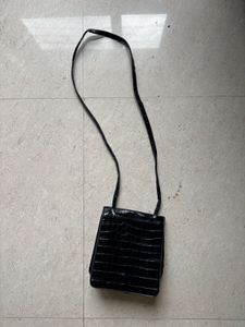 Black Croc Embossed Mini Bag