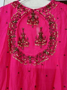 Vibrant Pink Embellished Long kurti