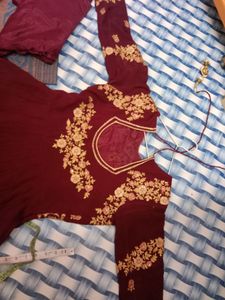 Anaarkali Maroon Colour zari Work