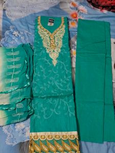 Embroidered Teal Kurta Set with Dupatta