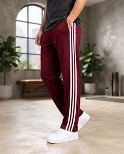 Maroon Track Pants with White Stripes