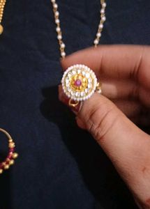 Elegant Gold Necklace &amp; Earring Set with Nose Ring