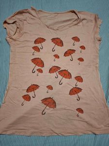 Cute Umbrella Print T-Shirt