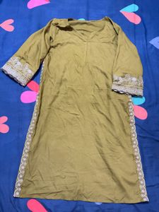 Olive Green Embroidered Kurta Set