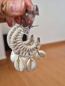 Boho Rope & Shell Hoop Earrings