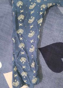 Blue Printed Cotton Kurta