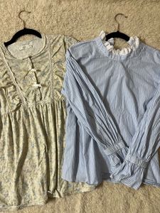 Cute Floral & Striped Tops Set